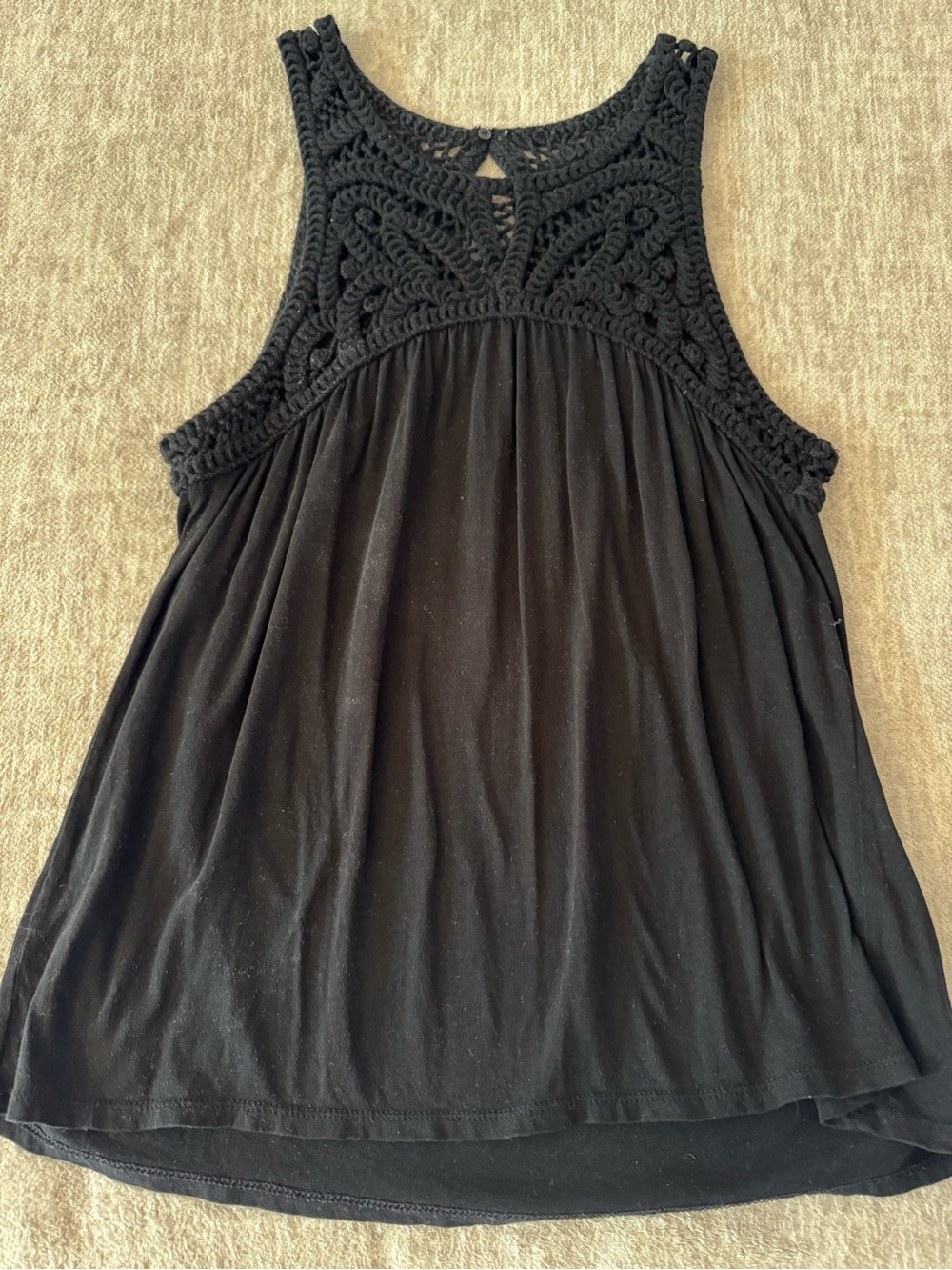 LOFT Crochet Top Swing Black Sleeveless Boho S - Picture 2 of 6
